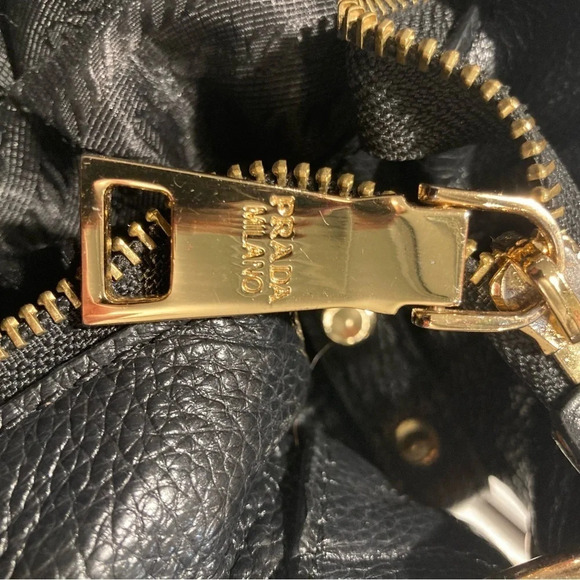 PRADA Leather Boho Half Moon Gold Metal Hardware and Zipper Tassel Shoulder Bag - Picture 14 of 15